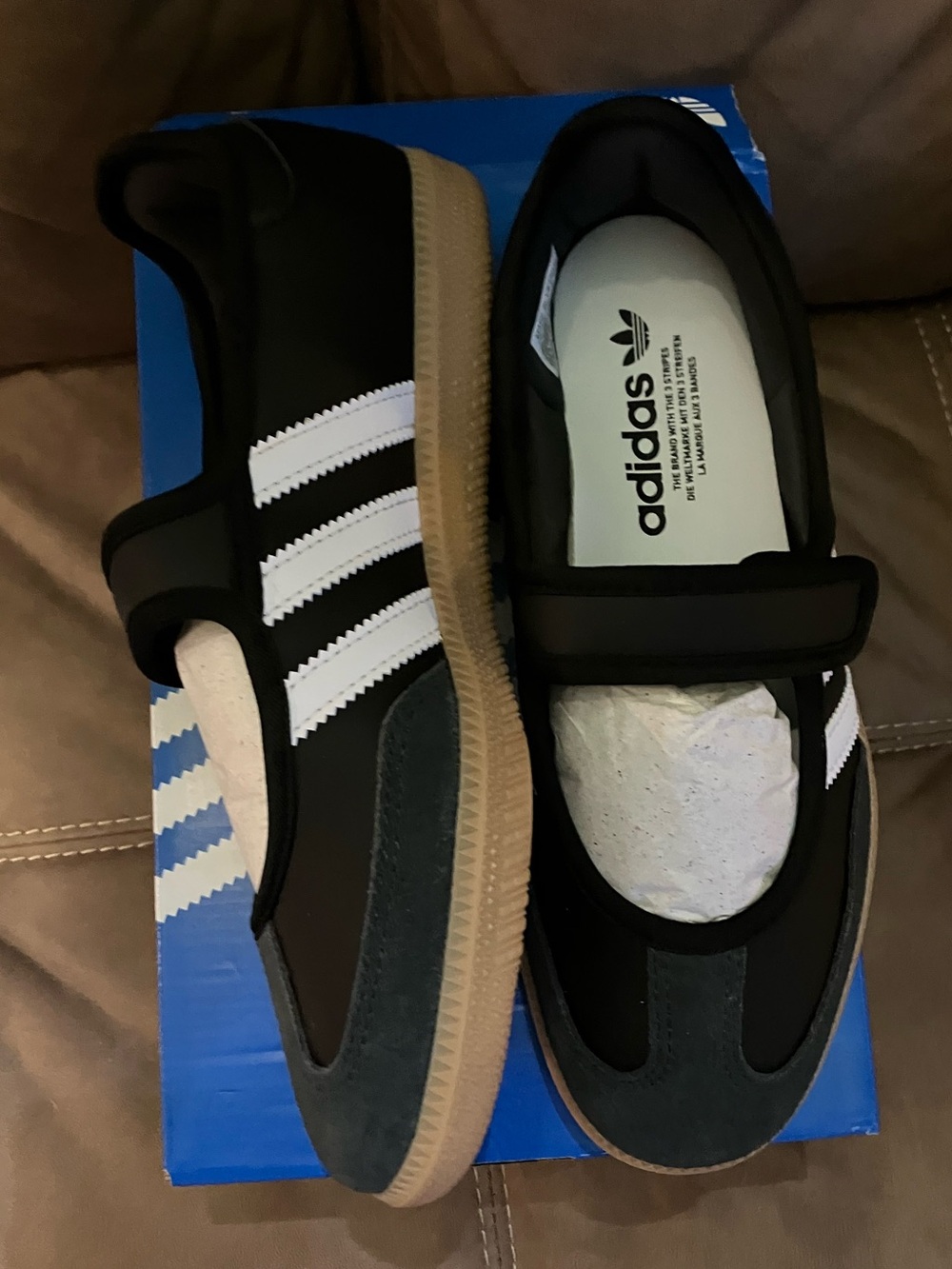 ADIDAS Mary Jane  Black, White & Gum Velcro Athletic Sneakers